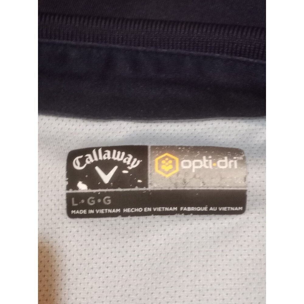 Callaway Polo Shirt Men Large L Blue Opti Dri Short Sleeve Golf AOP Diamond - Picture 8 of 10